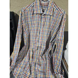 Peter Millar Colorful Plaid Button Down Shirt Men's Size XL Long Sleeve